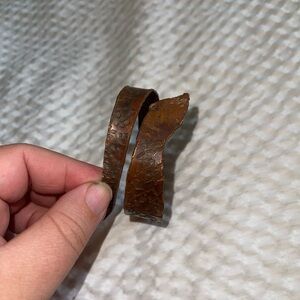 Vintage Handmade Rustic Copper Snake Cuff Bracelet